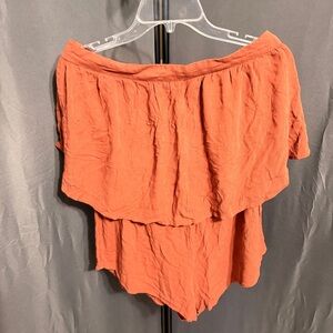 O'Neill Size Lg Boho Gauze Off-The-Shoulder Ruffle Romper - Canyon Clay